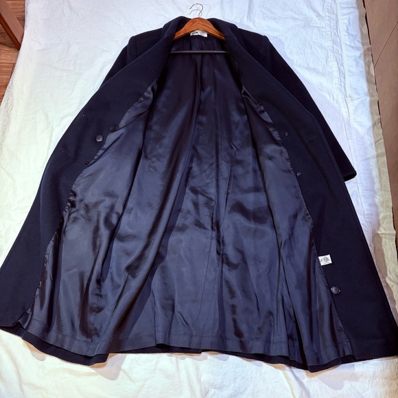 Classic Wool Longline Coat Navy Maxi Double Breasted Quiet Luxury Winter M/L - Picture 13 of 13